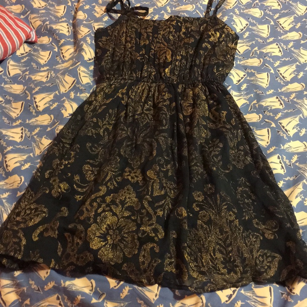 abercrombie formal black and gold dress